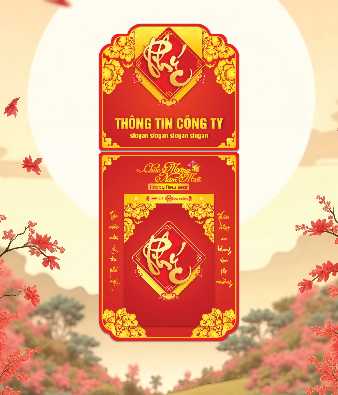 Khánh Lịch Chữ Phúc, Hoa Xuân, Câu Đối