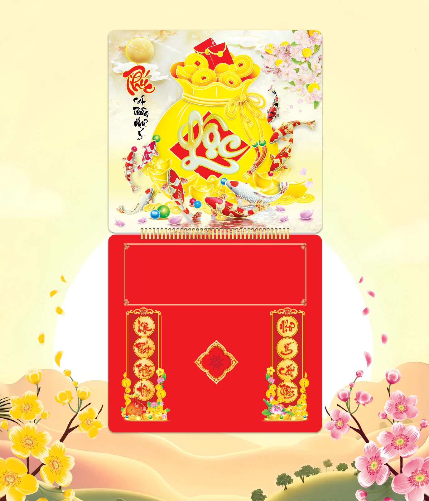 Khánh Lịch Túi Lộc, Đàn Cá & Hoa Xuân