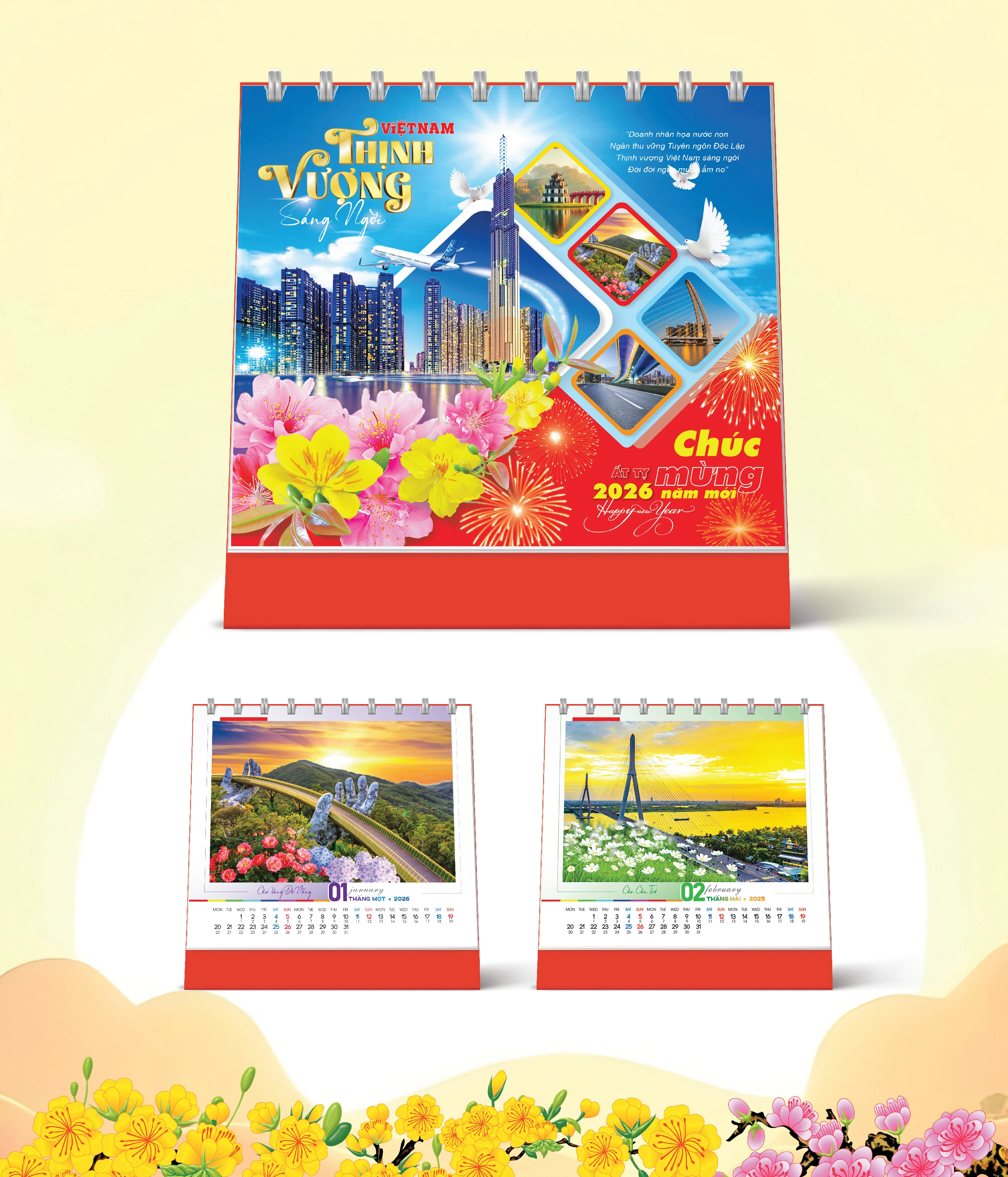 Lịch Bàn Việt Nam Thịnh Vượng (19 x 17)