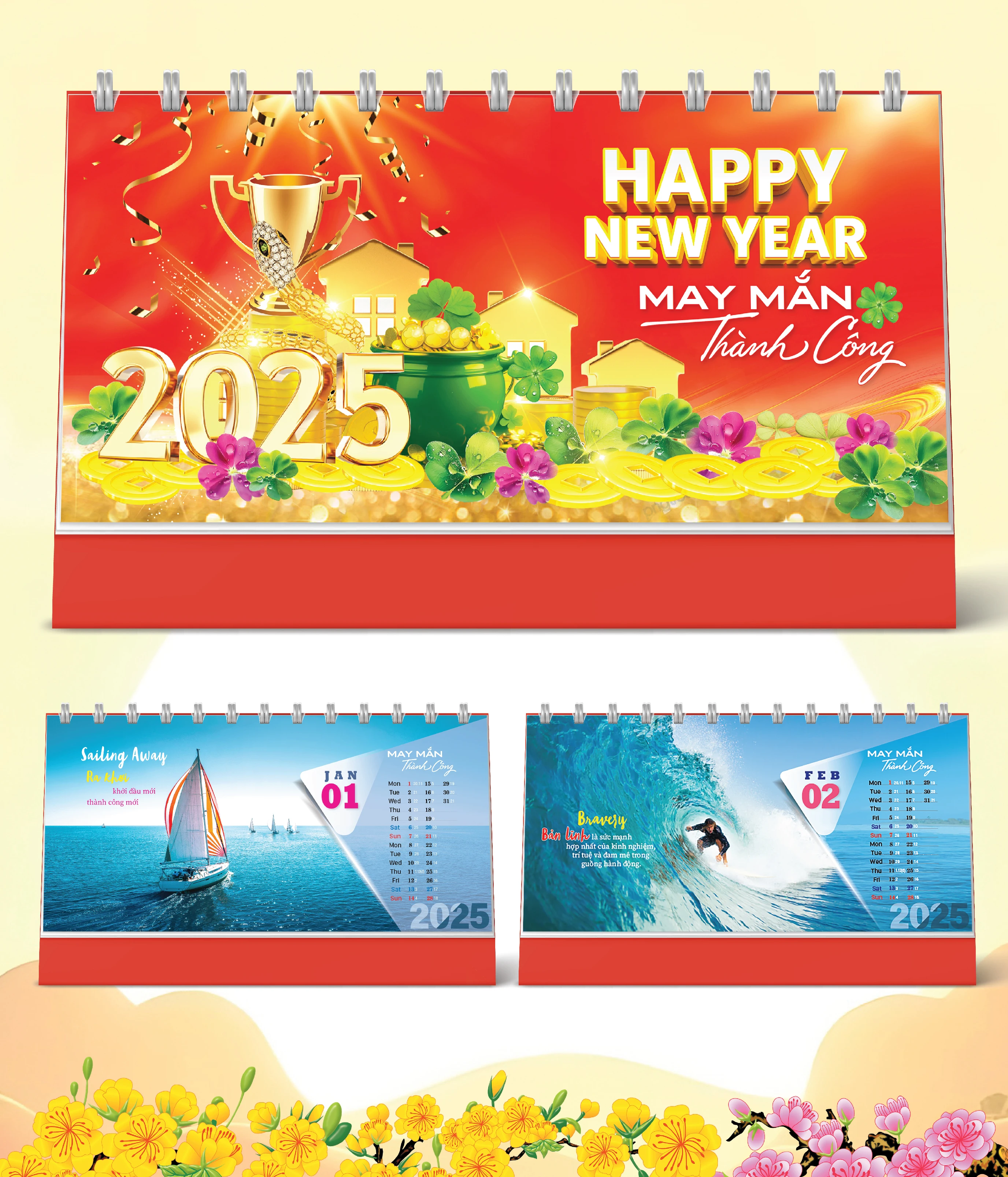 Lịch Bàn May Mắn Thành Công (25 x 12)