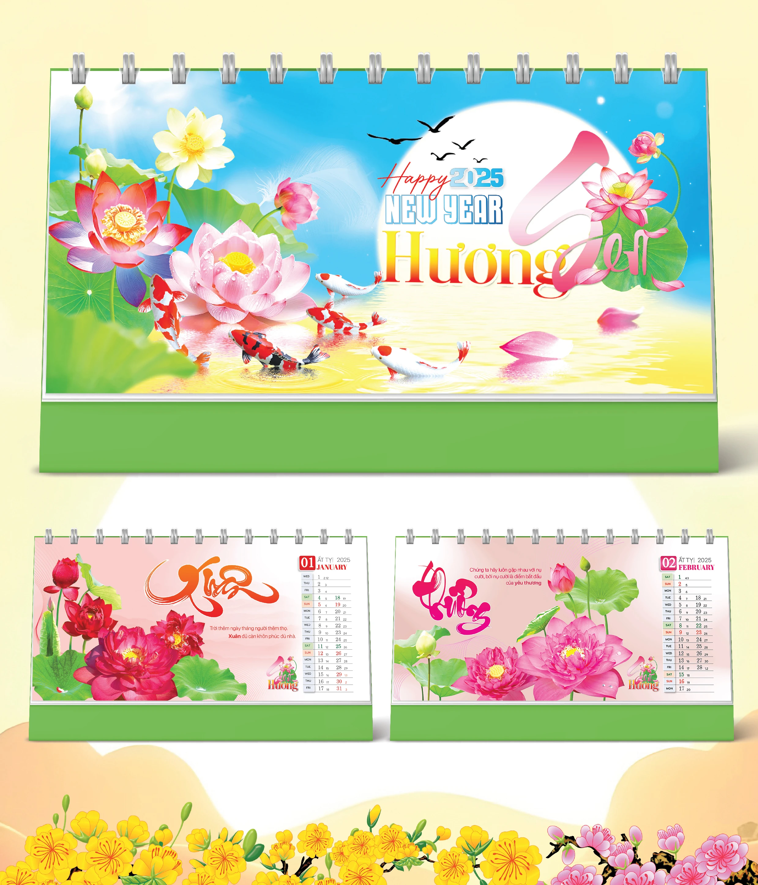 Lịch Bàn Happy New Year Hương Sen 2026