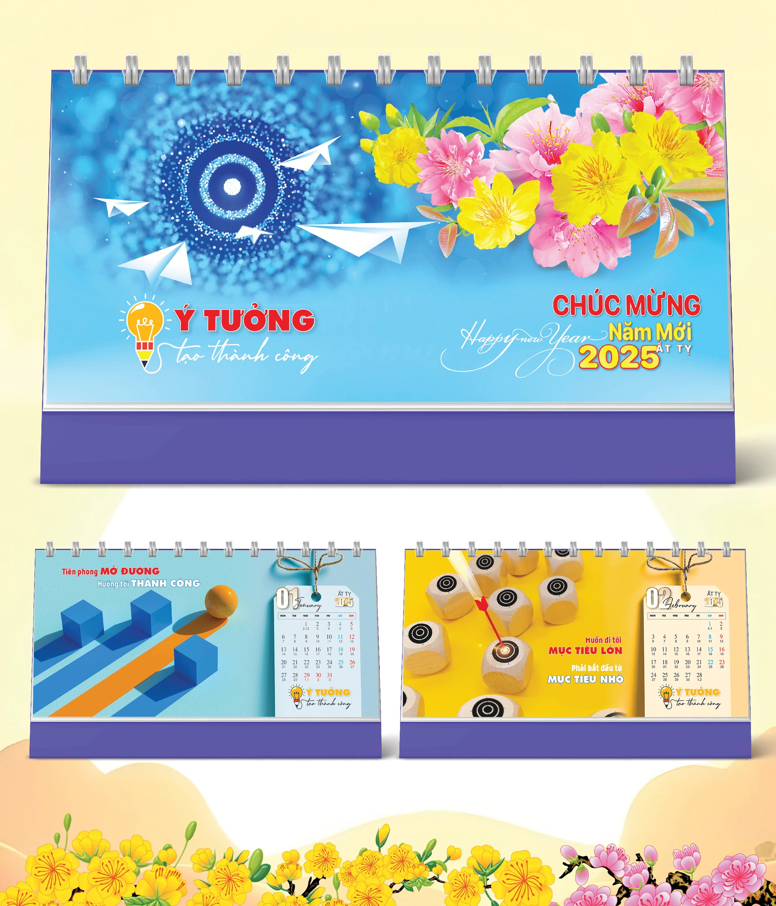 Lịch Bàn Happy New Year Thuận Buồm Ý Tưởng