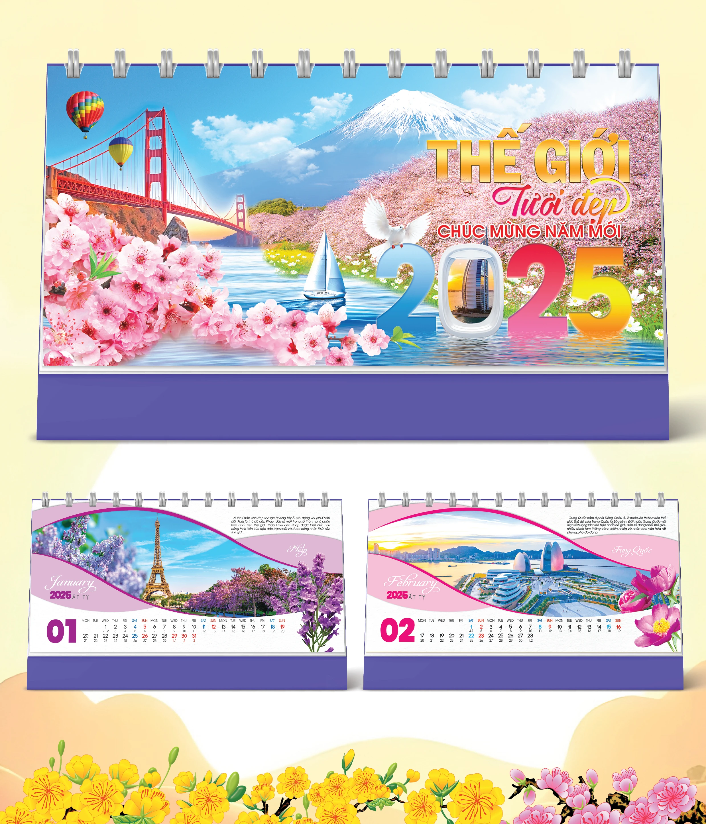 Lịch Bàn Happy New Year Thuận Buồm Ý Tưởng 2