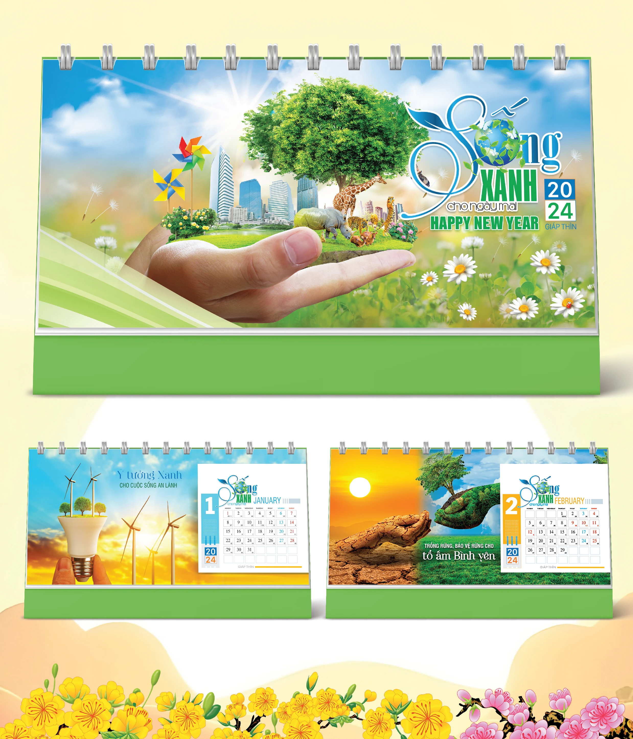 Lịch Bàn Happy Việt Nam Thịnh Vượng  Cây Xanh