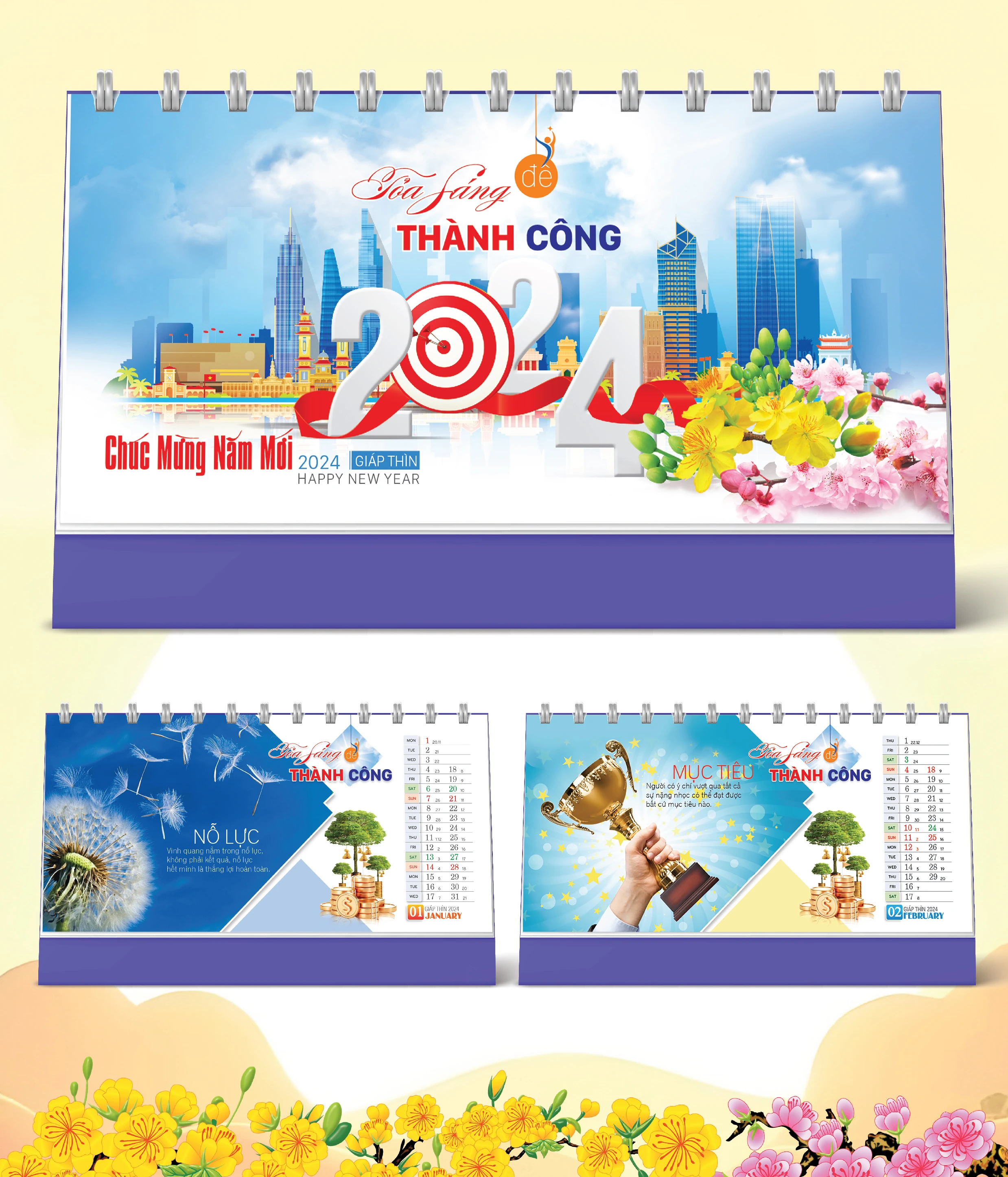 Lịch Bàn Happy Việt Nam Thịnh Vượng Thành Công