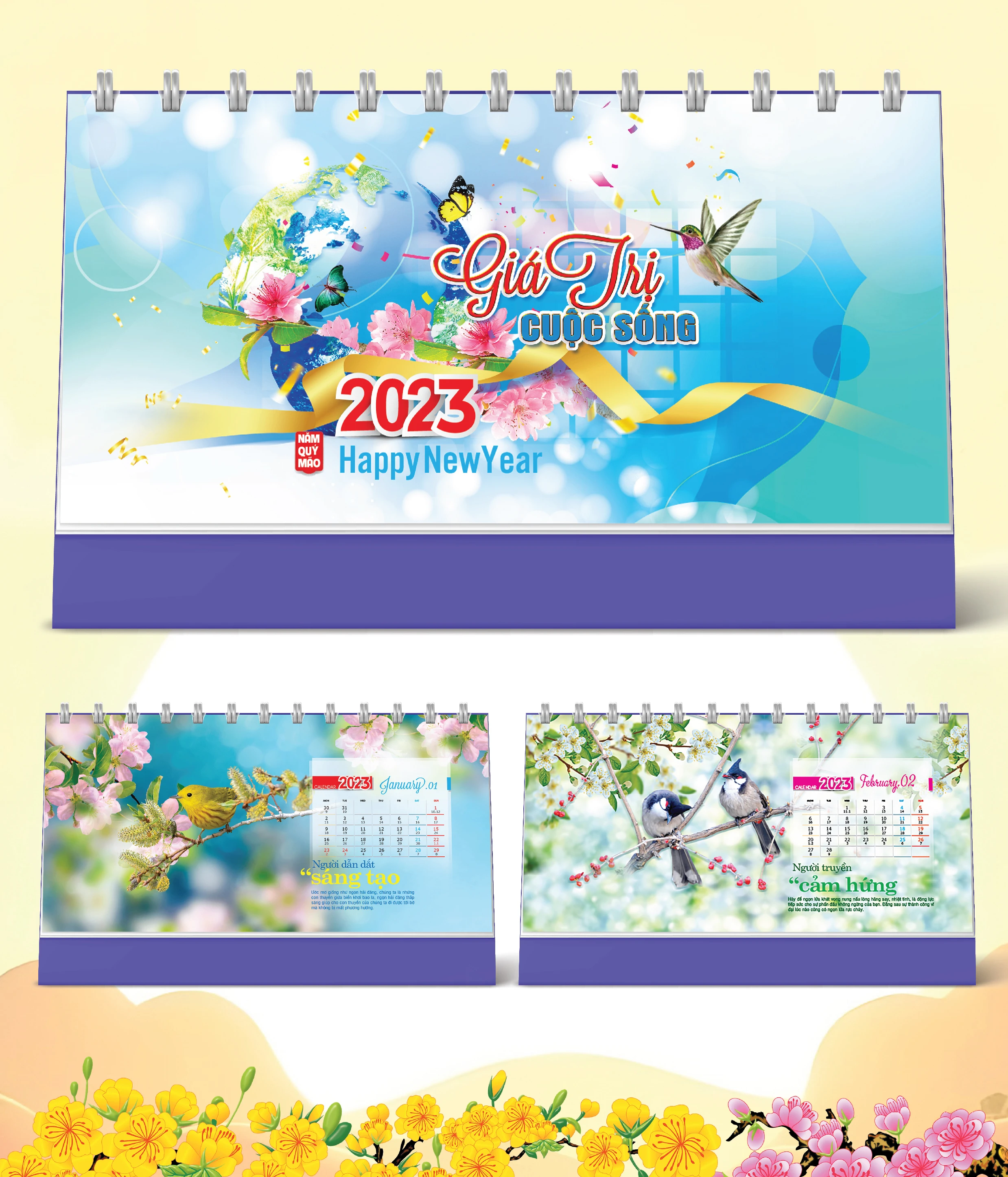 Lịch Bàn Happy Việt Nam Thịnh Vượng Thành Công Trái