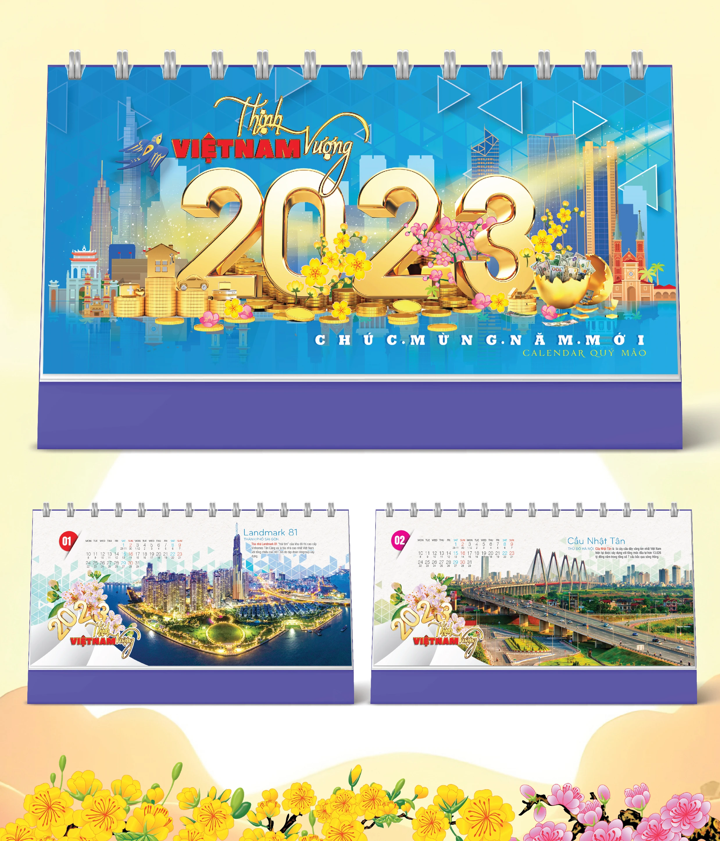 Lịch Bàn Happy Việt Nam Thịnh Vượng Đông Hồ Hòa