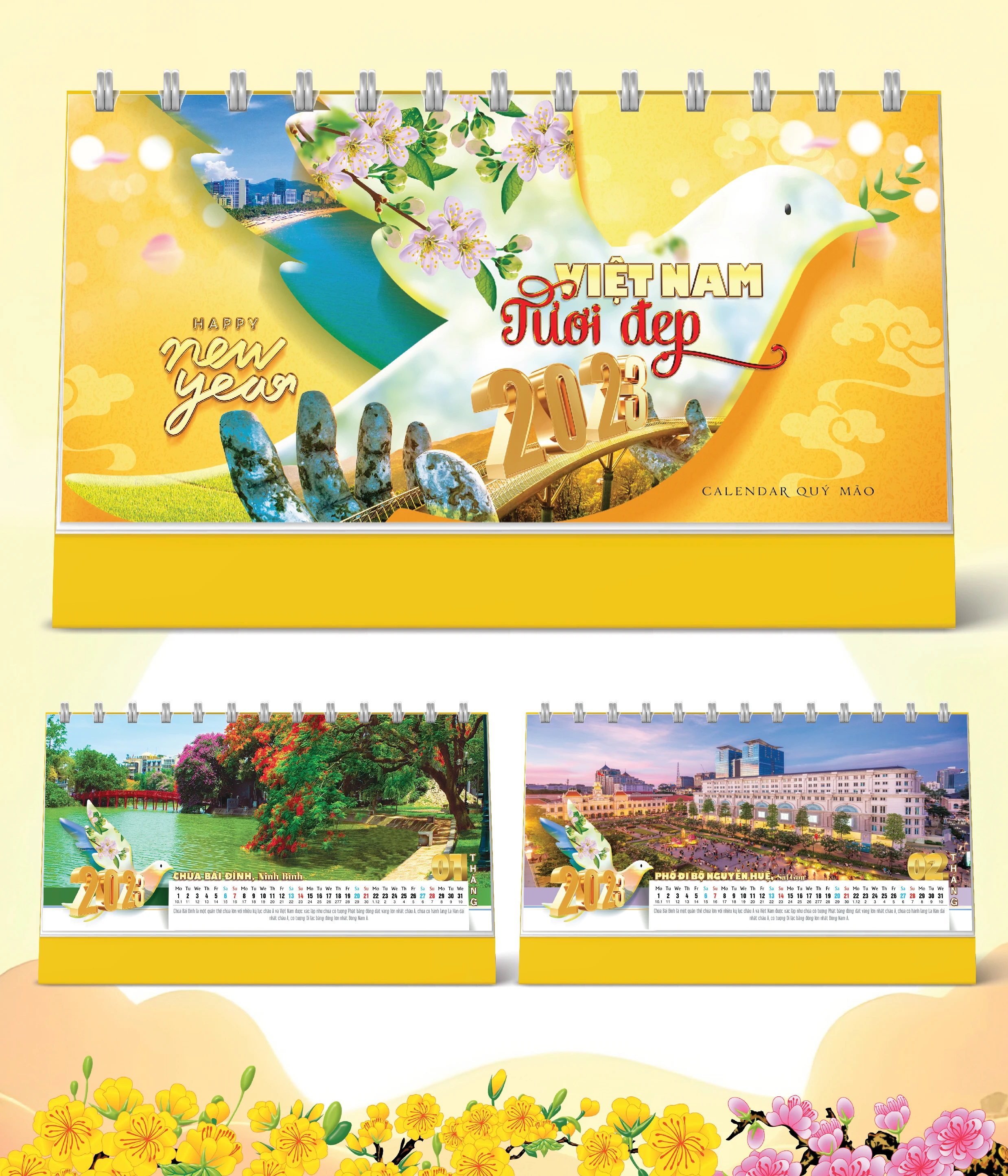 Lịch Bàn Happy Việt Nam Thịnh Vượng Đông Hồ Hòa Bình