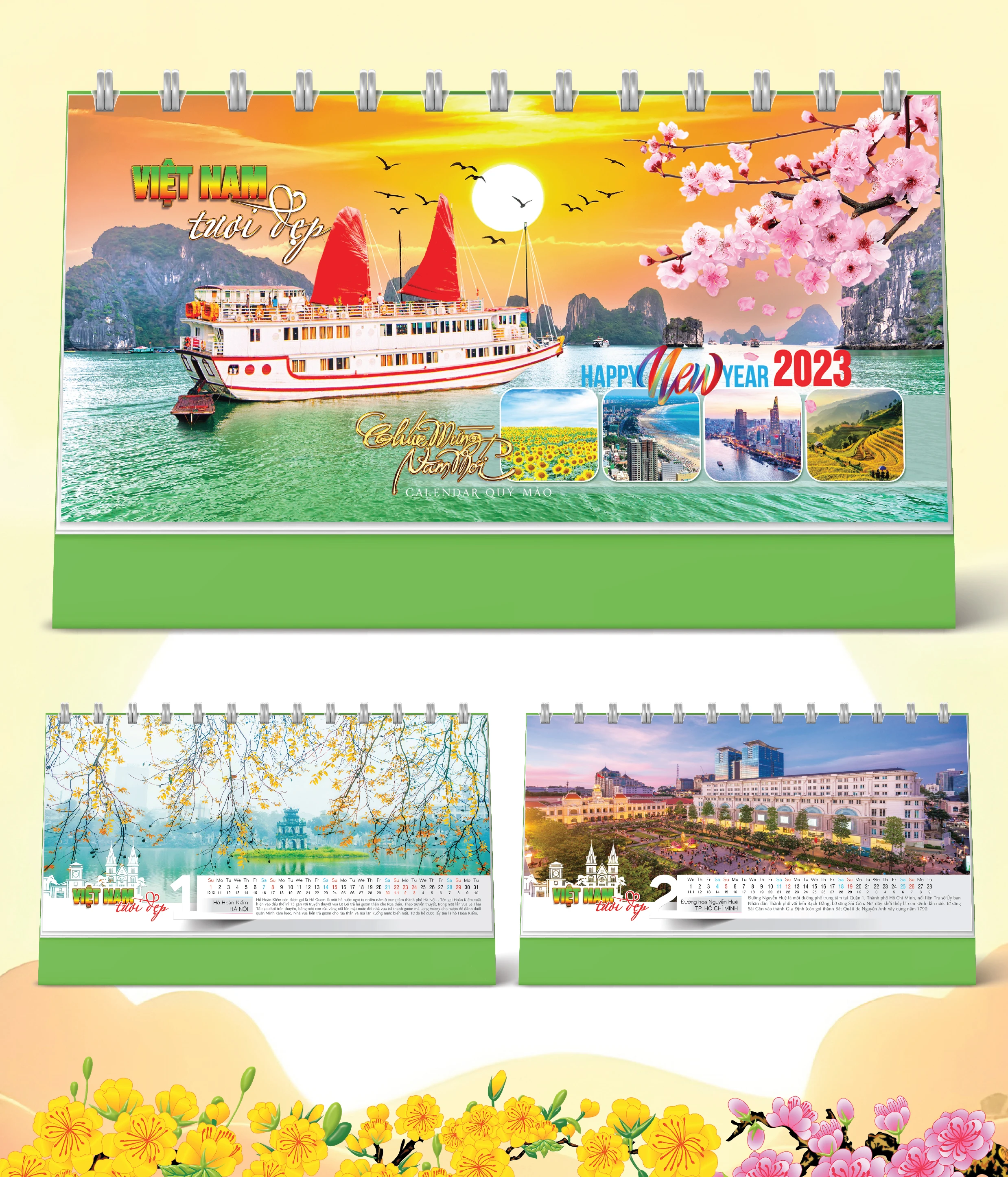 Lịch Bàn Happy Việt Nam Thịnh Vượng Đông Hồ Hòa Xang