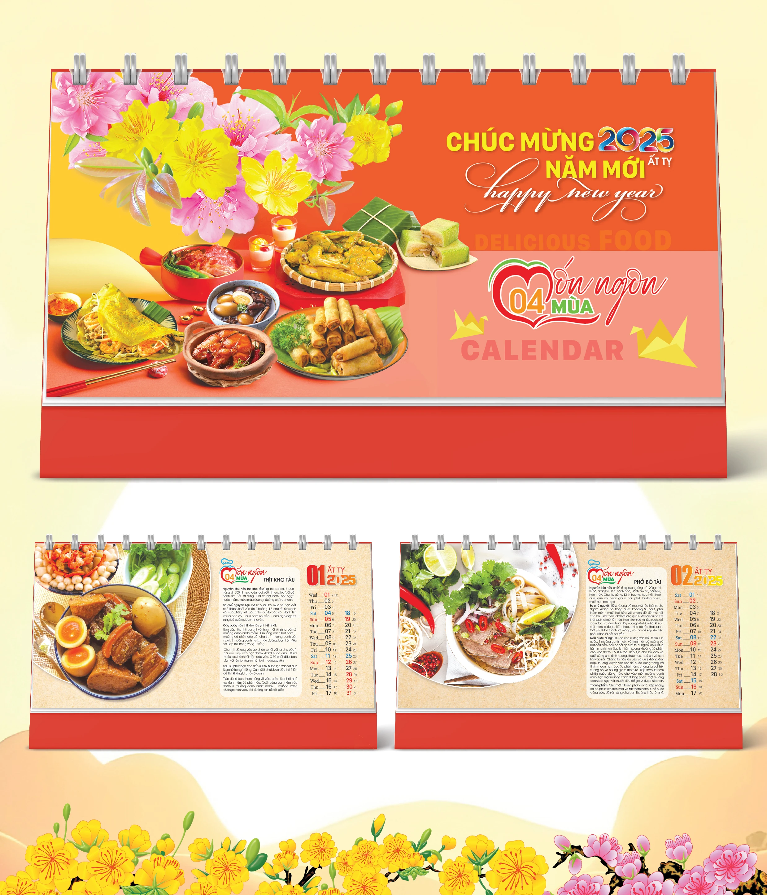 Lịch Bàn Món Ngon 4 Mùa (25 x 12)