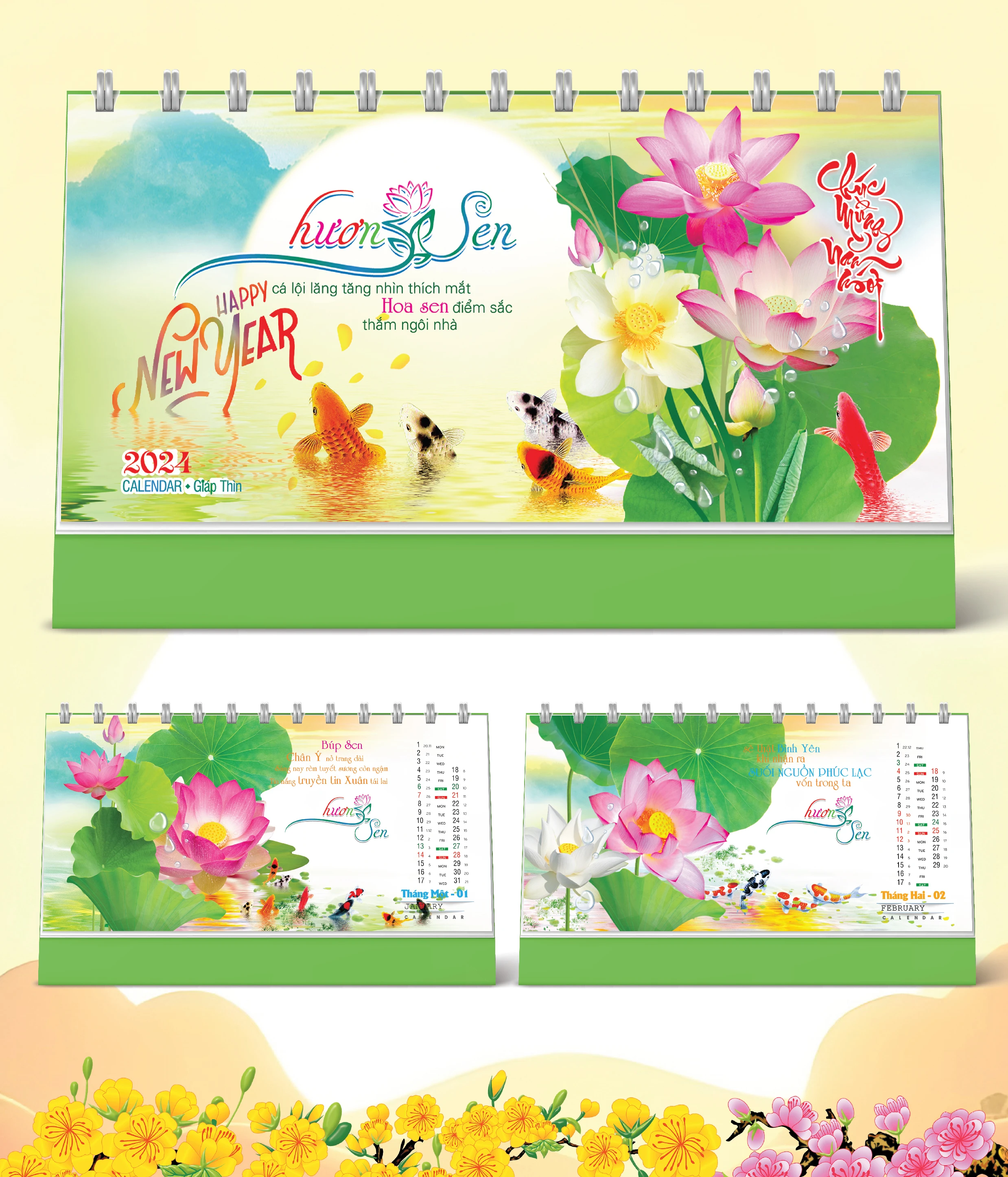 Lịch Bàn Happy Việt Nam Thịnh Vượng Sen 2