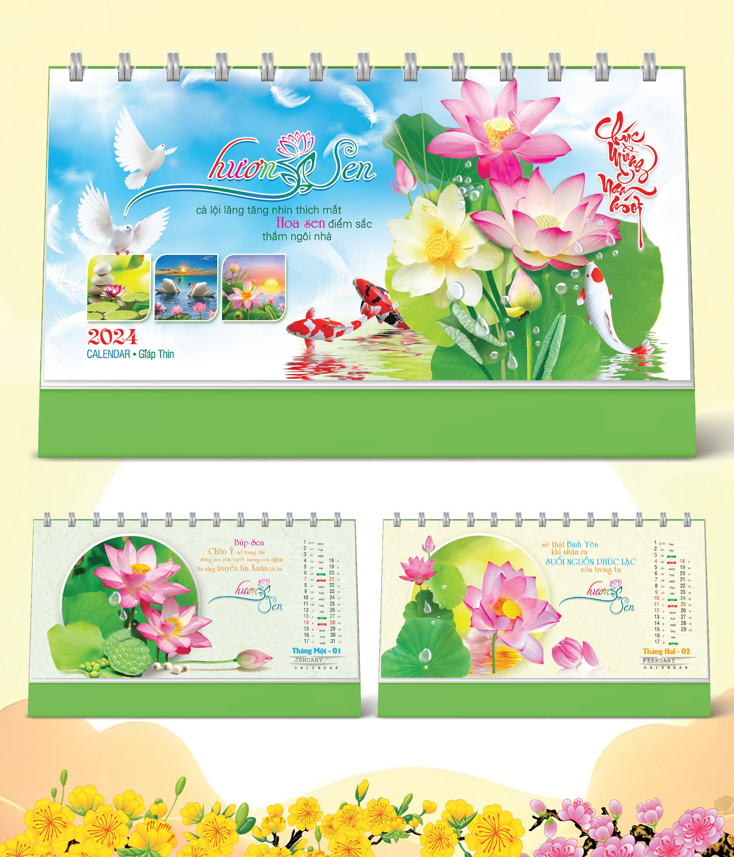 Lịch Bàn Happy Việt Nam Thịnh Vượng Sen